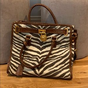 Michael Kors Hamilton Canvas & Leather Zebra Tote